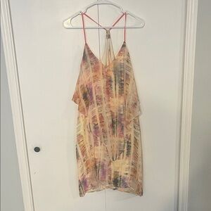 Xhilaration Cream and Pink Patterned Dress